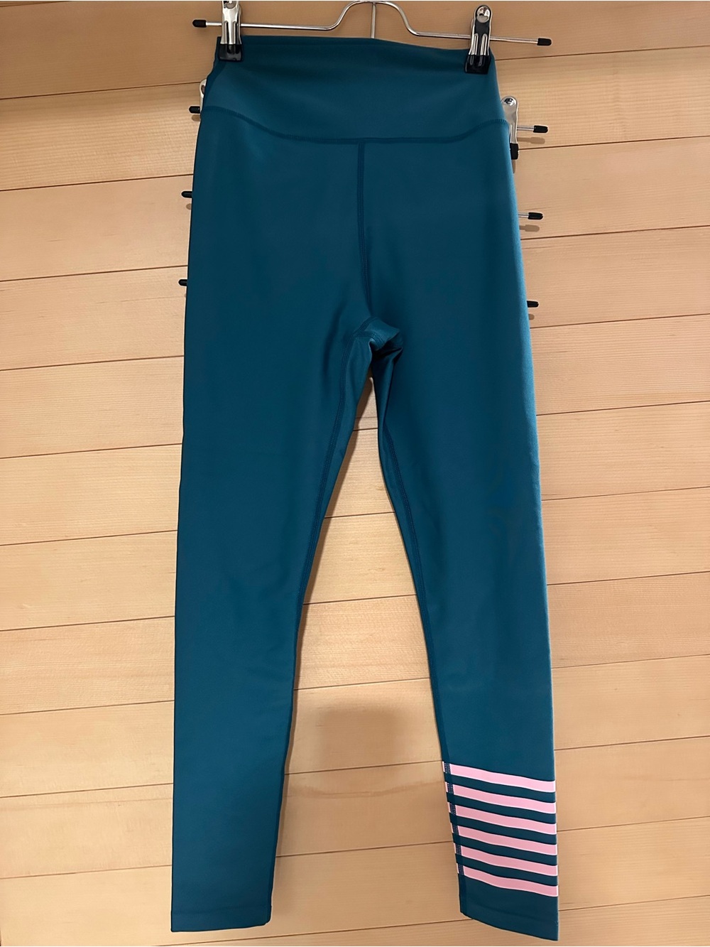 Addison Bay Teal Leggings with Pink Stripe Detail